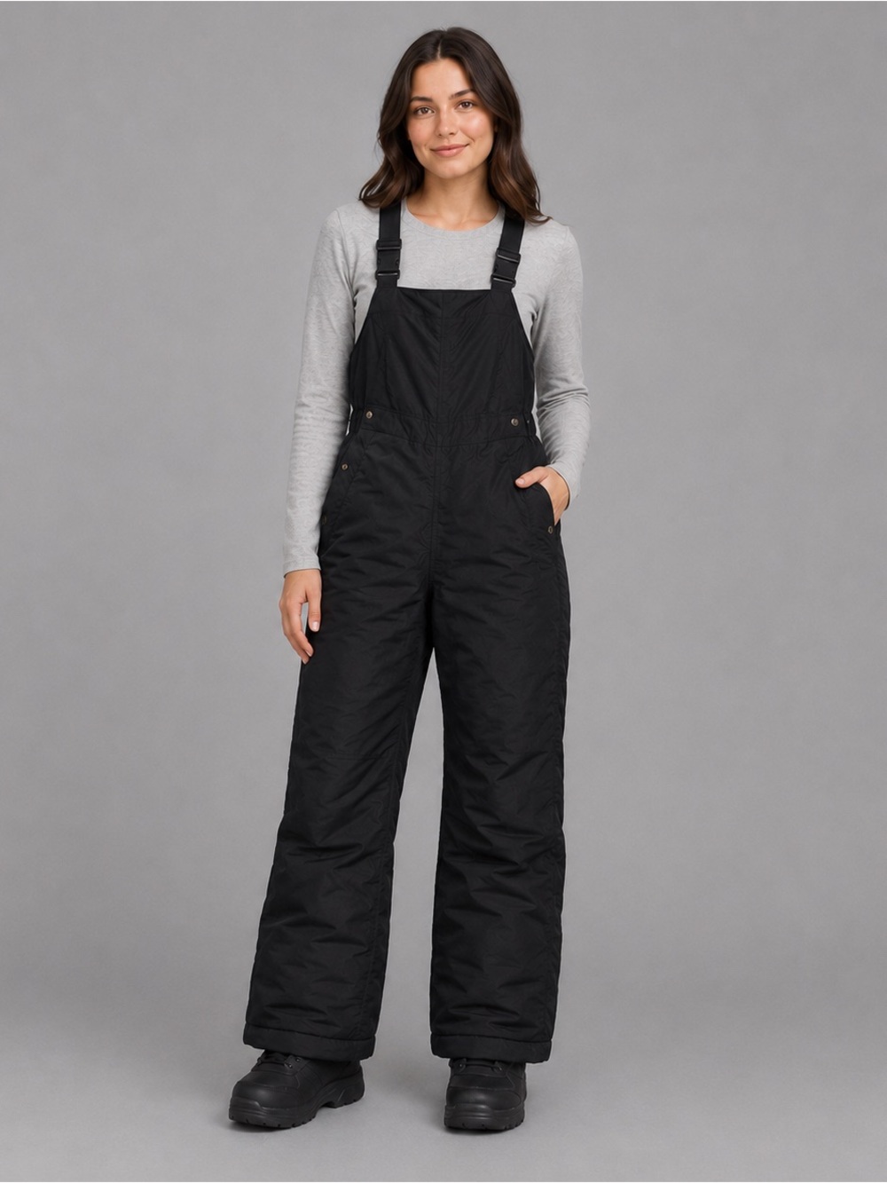 Sport Essentials Women’s Black Insulated Snow Ski Bib Overalls Size M